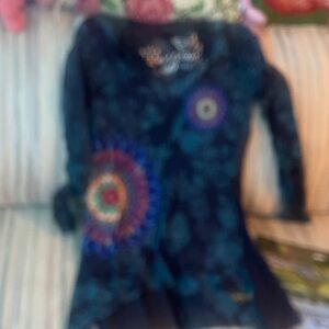 Desigual Navy Tunic with Teal and Multicolor Mandala